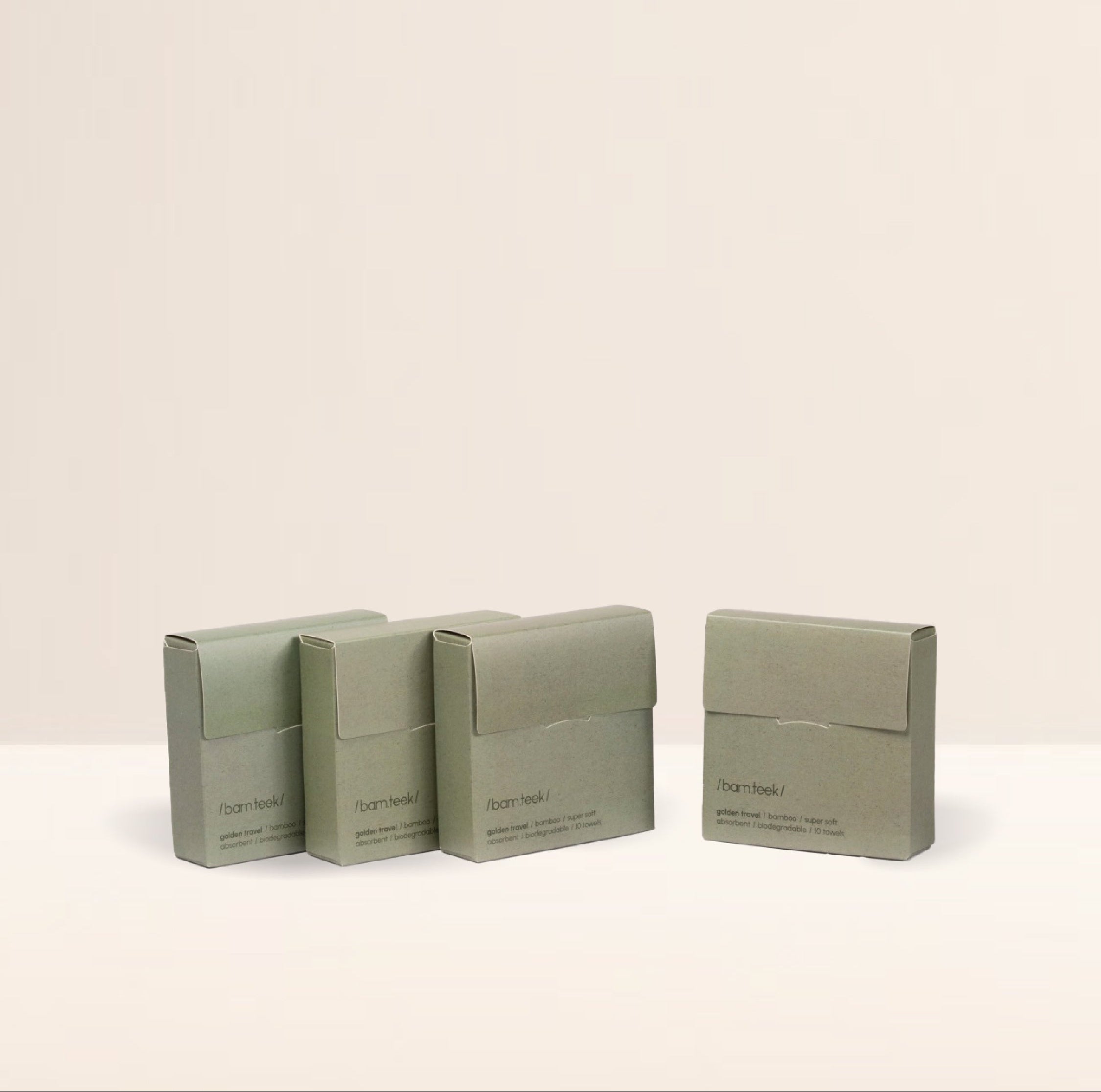 Golden Travel Bundle - eco-friendly packaging for sensitive skincare by Bamteek, featuring bamboo fiber towels.
