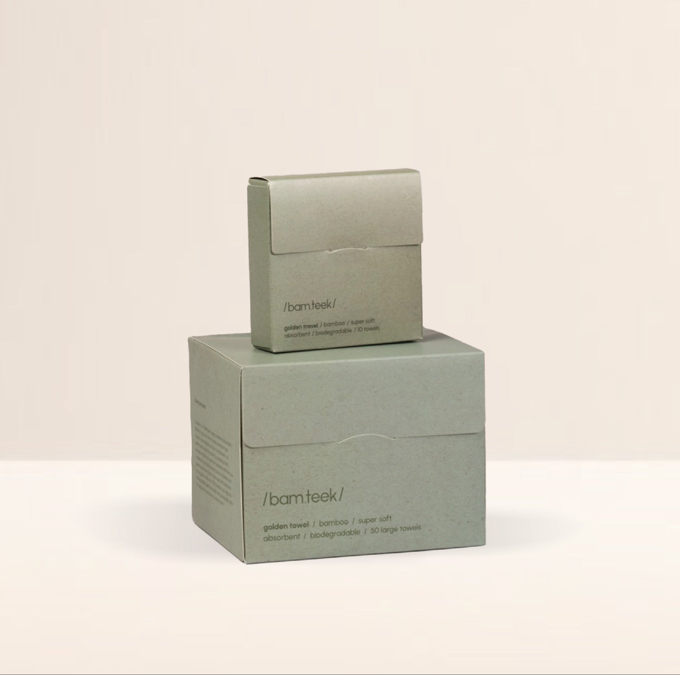 Golden Pack by bamteek, featuring eco-friendly packaging for clean skincare towels.